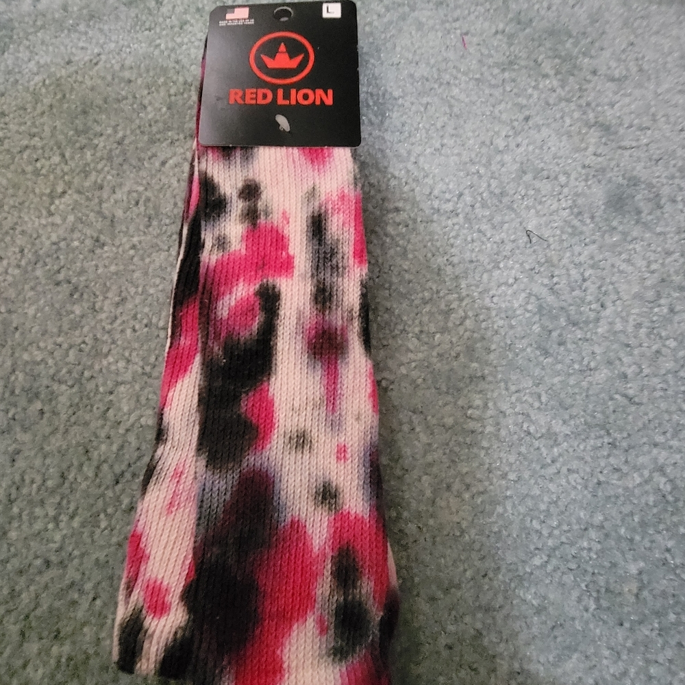 NWT Red Lion Tie-Dye Pink and Black Multi-Sport Athletic Knee Socks